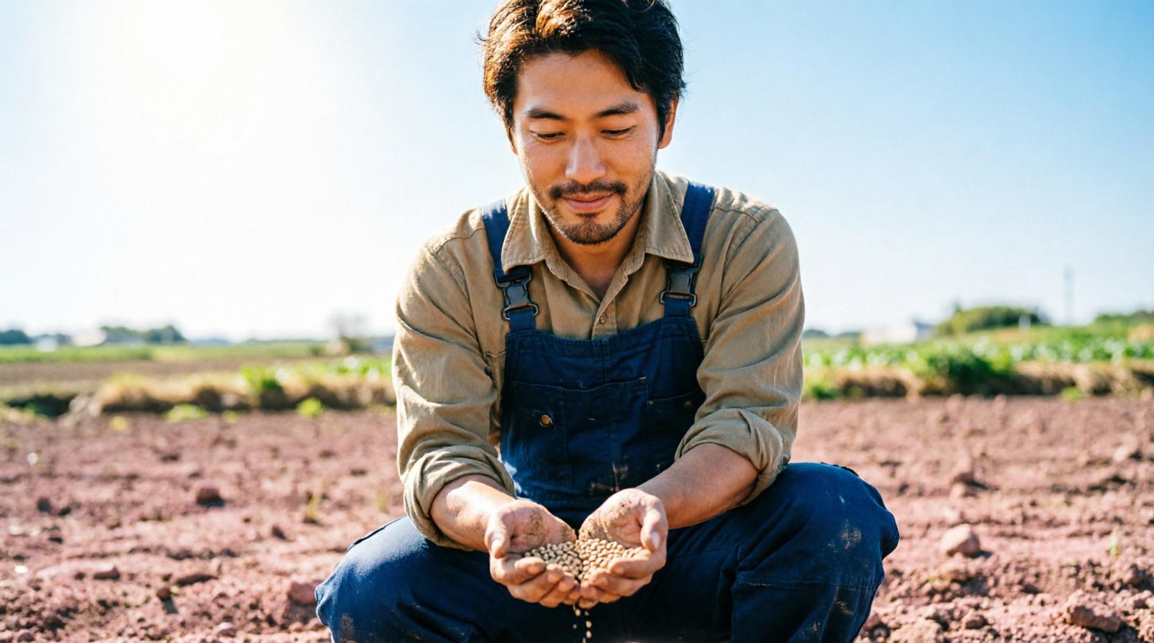 ピーマン種子の播種前処理を行う様子