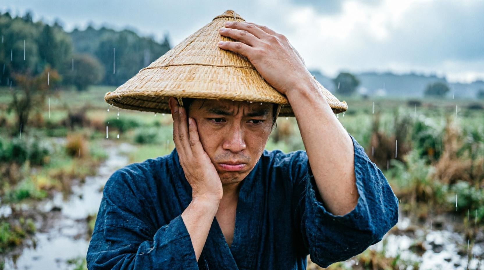 気温と天候を確認しながら除草剤を散布する畑の様子