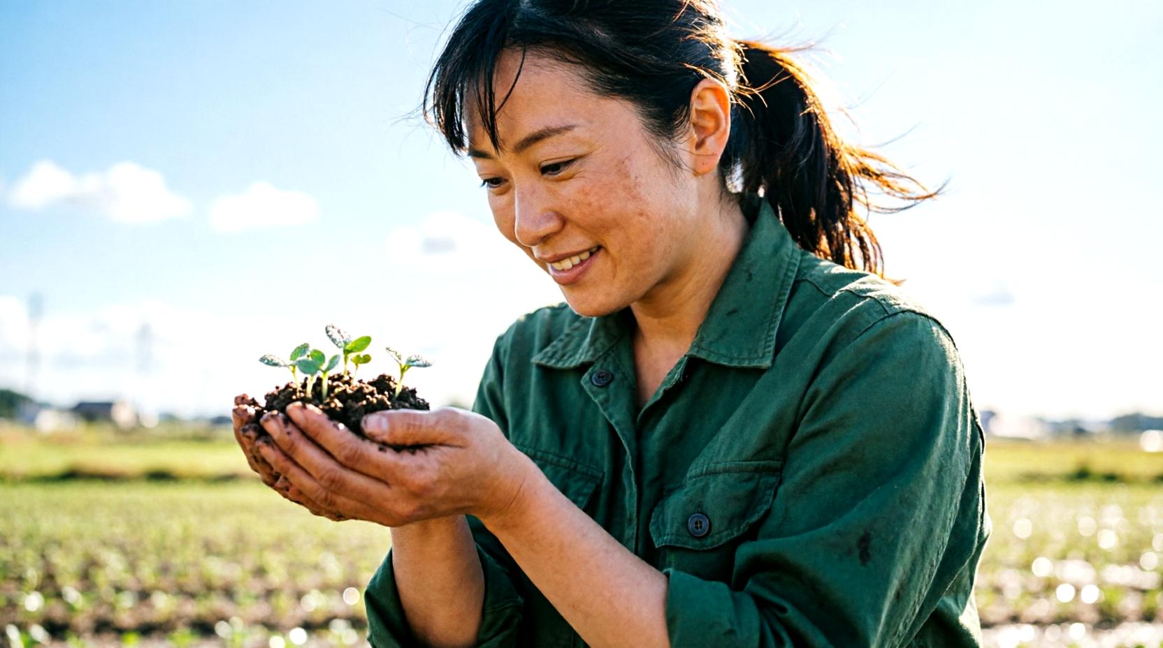 ナス畑で働く天敵昆虫による害虫抑制の様子