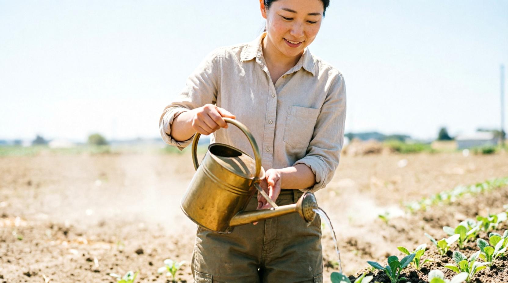 開花期のソラマメと湿度管理されたハウス内