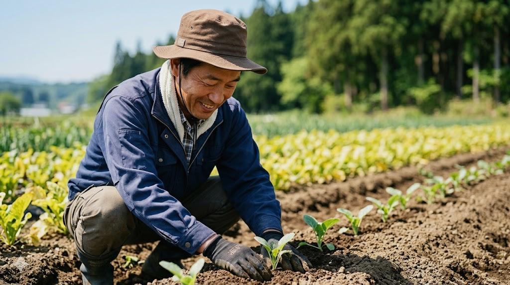 肥料不足と根腐れの違いを比較しながらオクラの状態を確認する様子