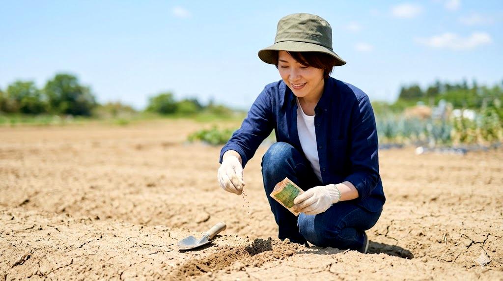 風通しの悪い畑と湿った土壌のイメージ