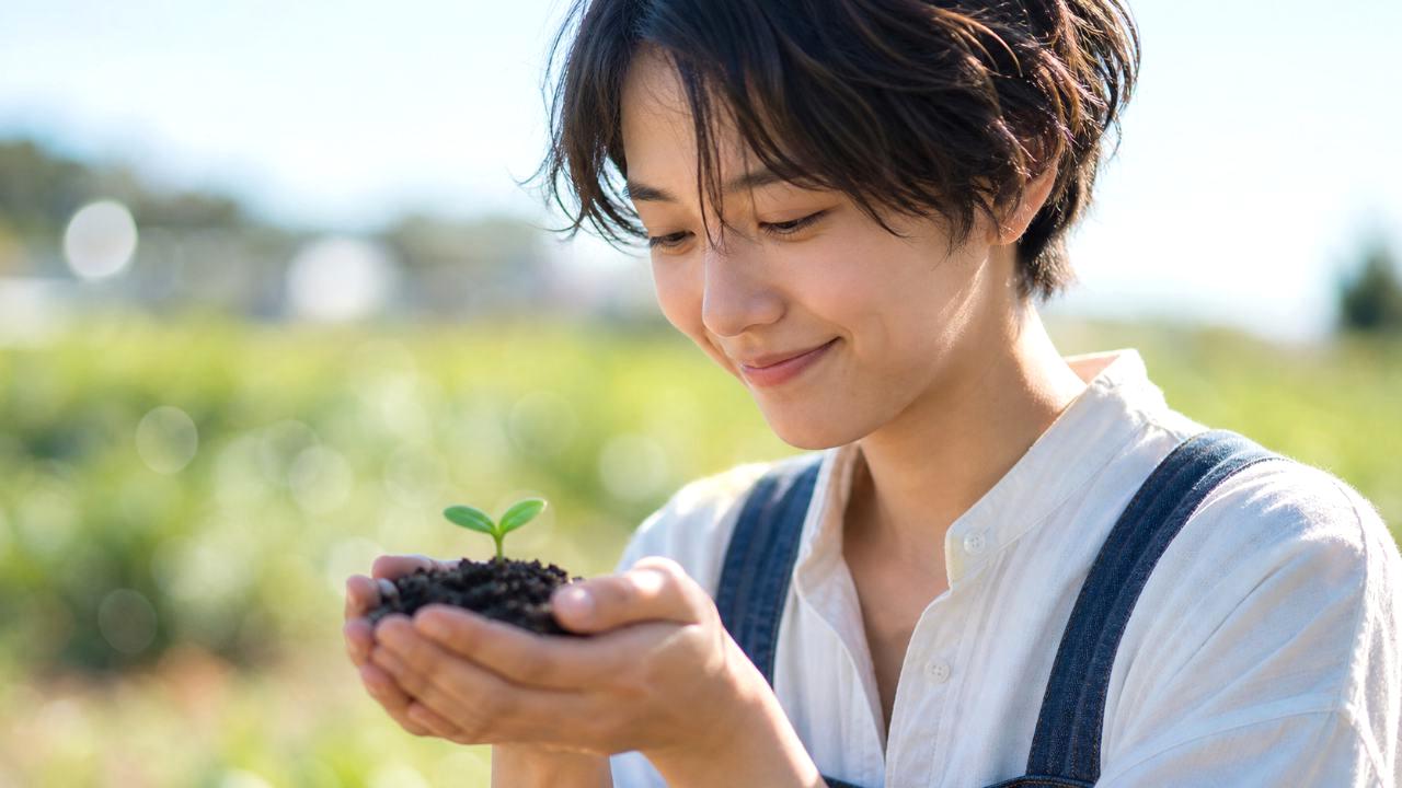 春の東京の家庭菜園で新芽に集まるアブラムシや青虫の様子