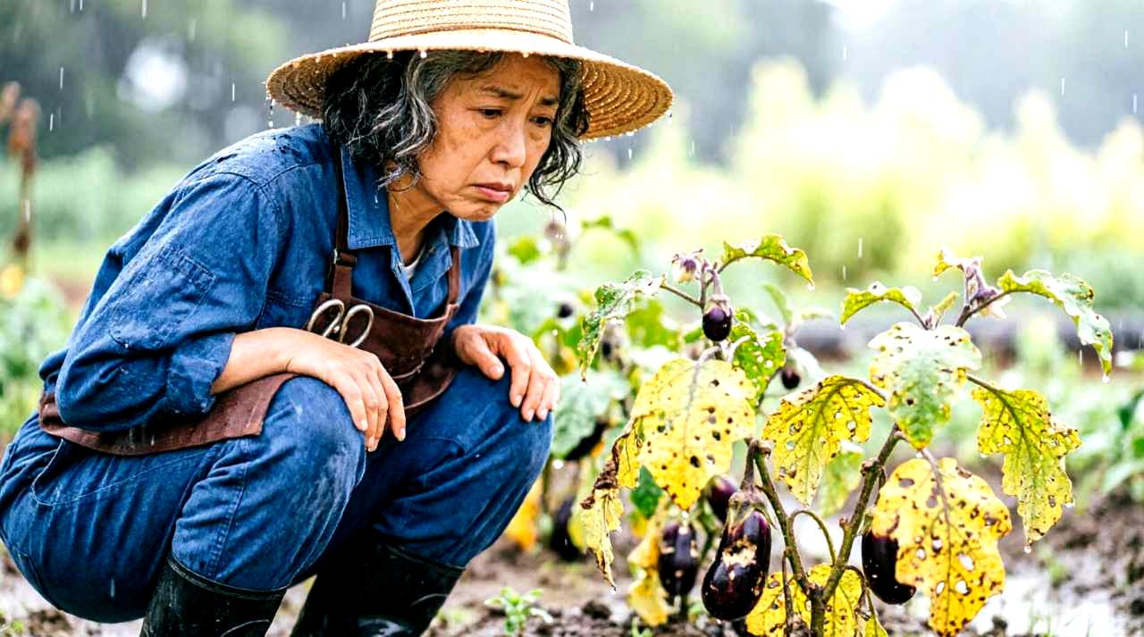 プランターの葉についたアブラムシとそれを優しく拭き取る指先