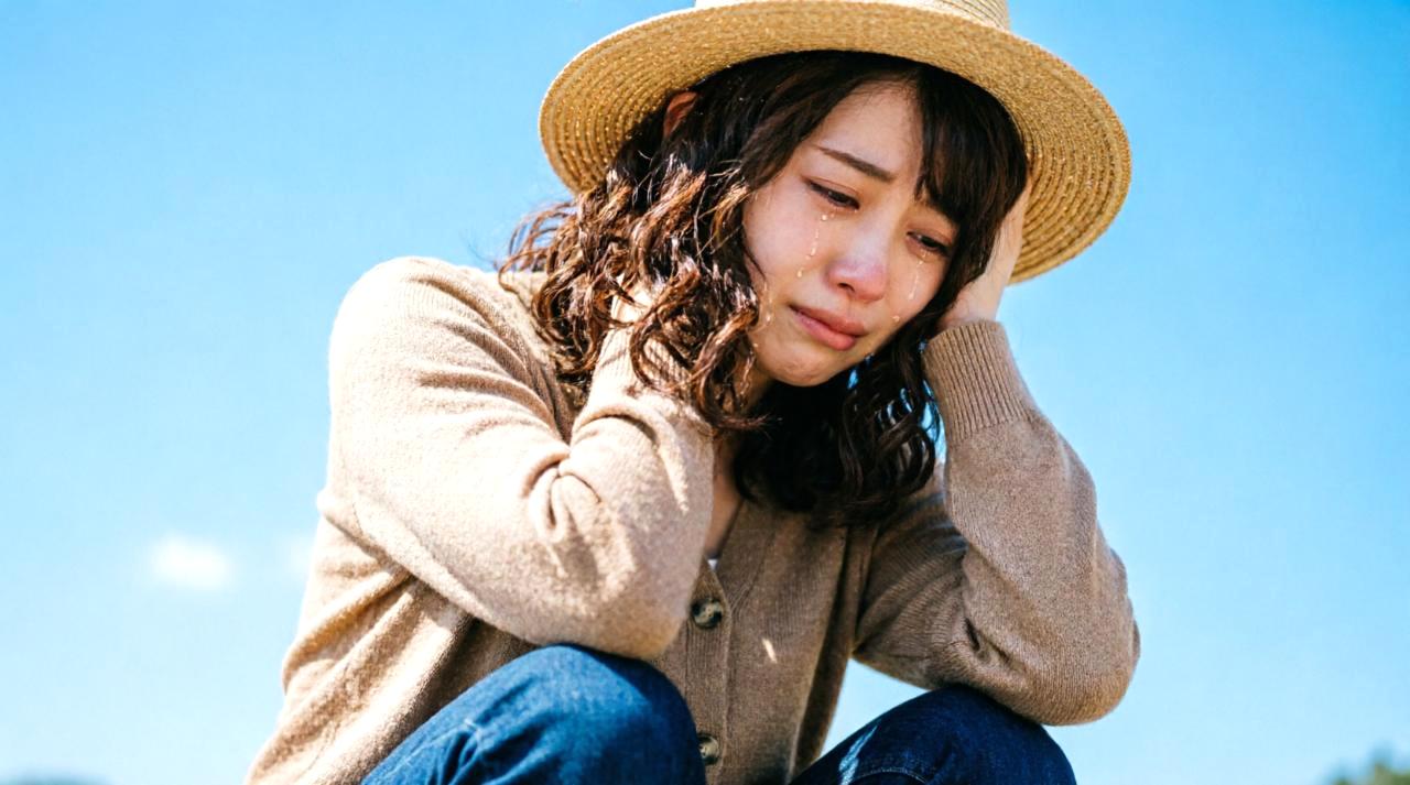 モグラによって掘られた畝のトンネルと、傾いて倒れかけているオクラの株