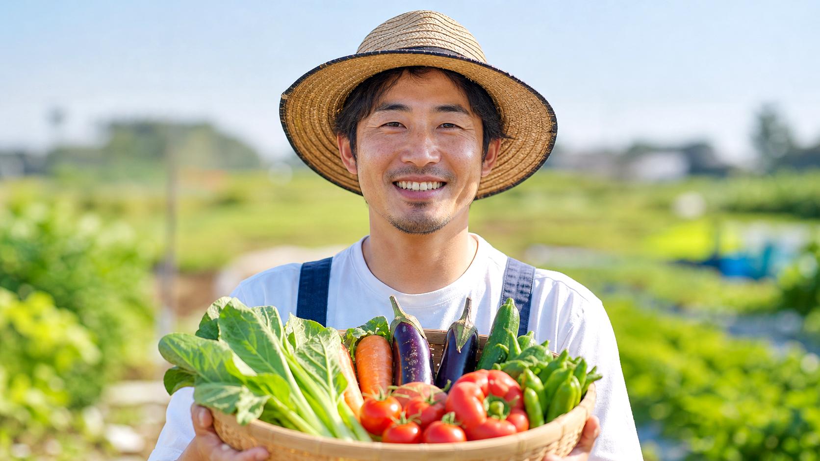 元気に実をつけるキュウリの株と収穫のイメージ