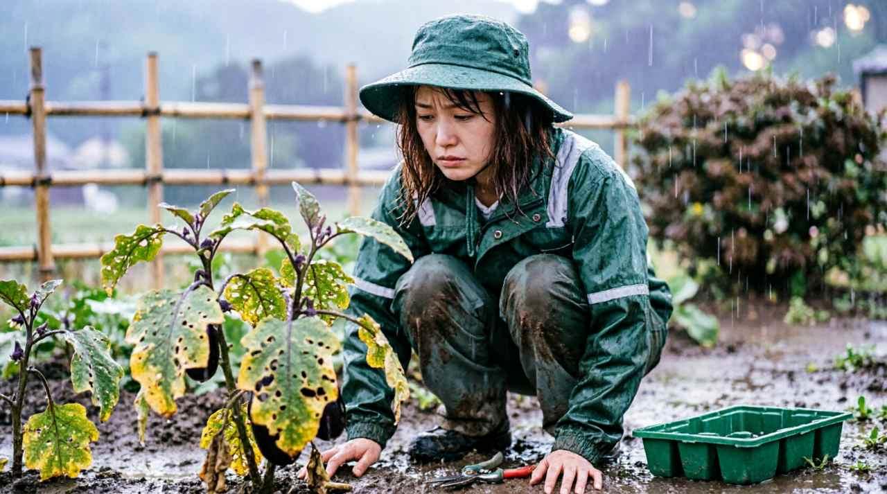 防虫対策をしたプランターで健全に育つダイコンの葉
