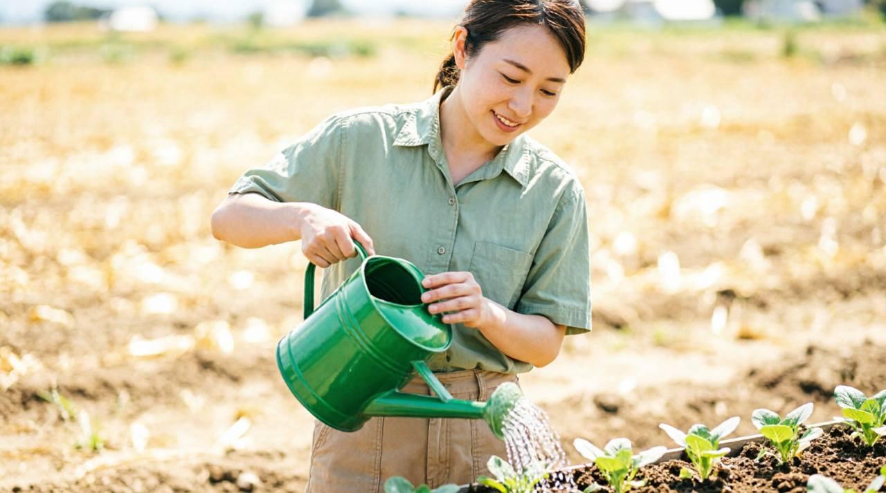 発芽しないピーマンの種を確認し原因を特定しようとしている様子