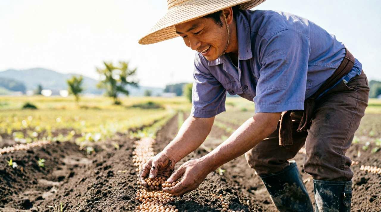露地の畝とプランターに植えられたズッキーニの比較写真。仙台での栽培スタイルの違いが分かる