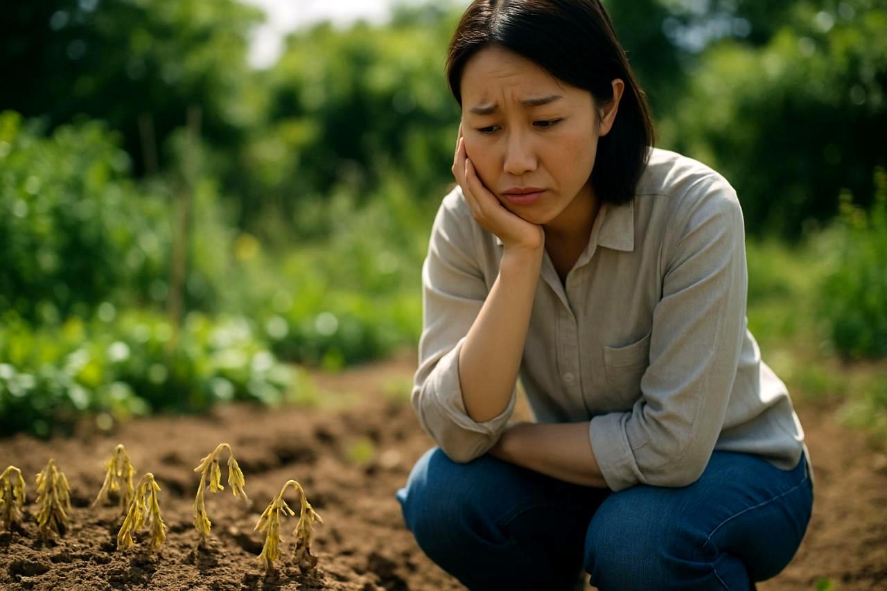無農薬で健康に育つ水菜と家庭菜園の管理風景