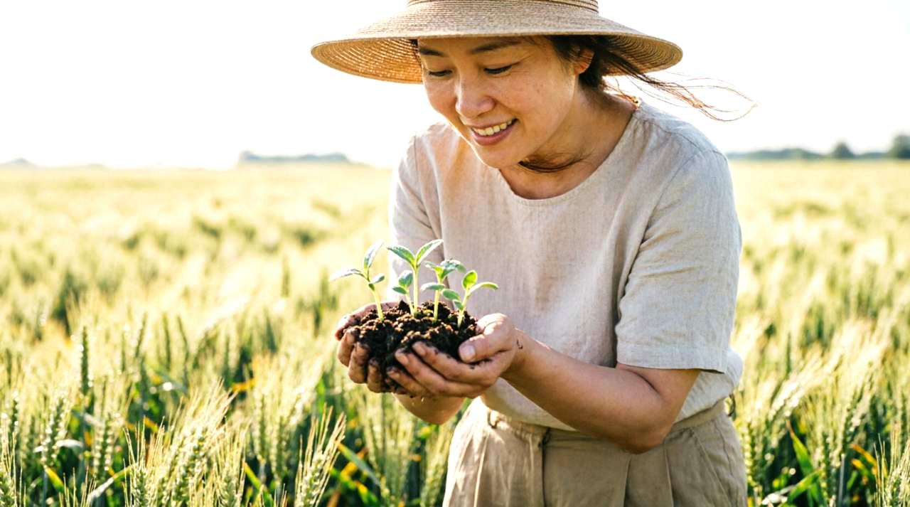 健康に育つえんどう豆と管理されたハウス環境