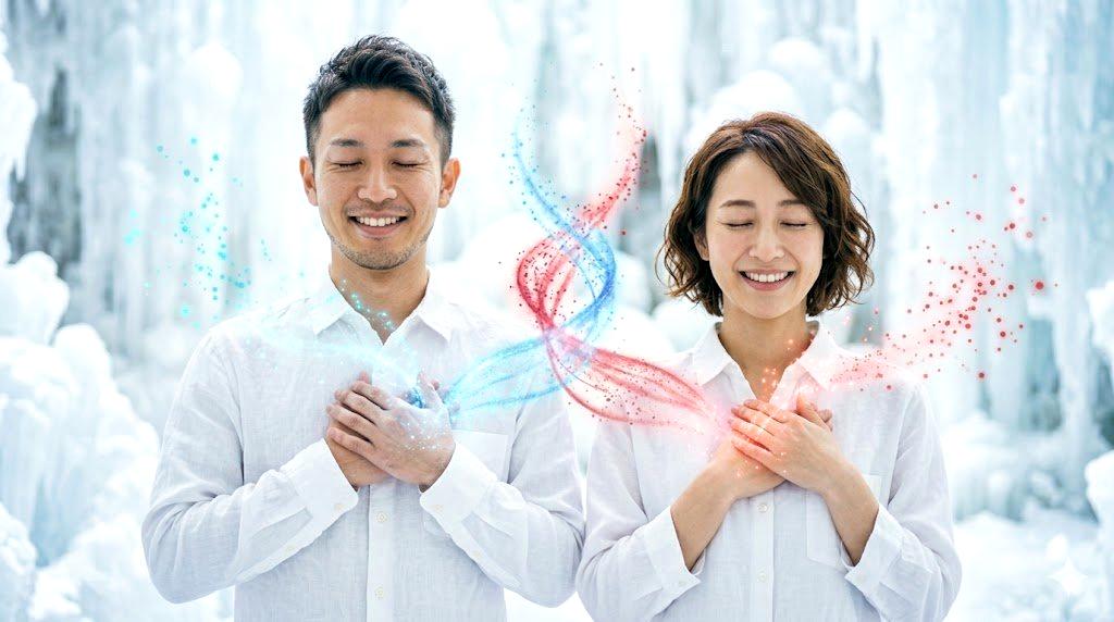 朝日が差すブロッコリー畑で、みずみずしい花蕾を拡大したクローズアップ写真