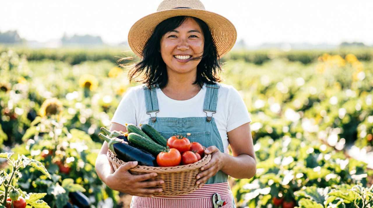 収穫適期を迎えた大きなブロッコリーの花蕾