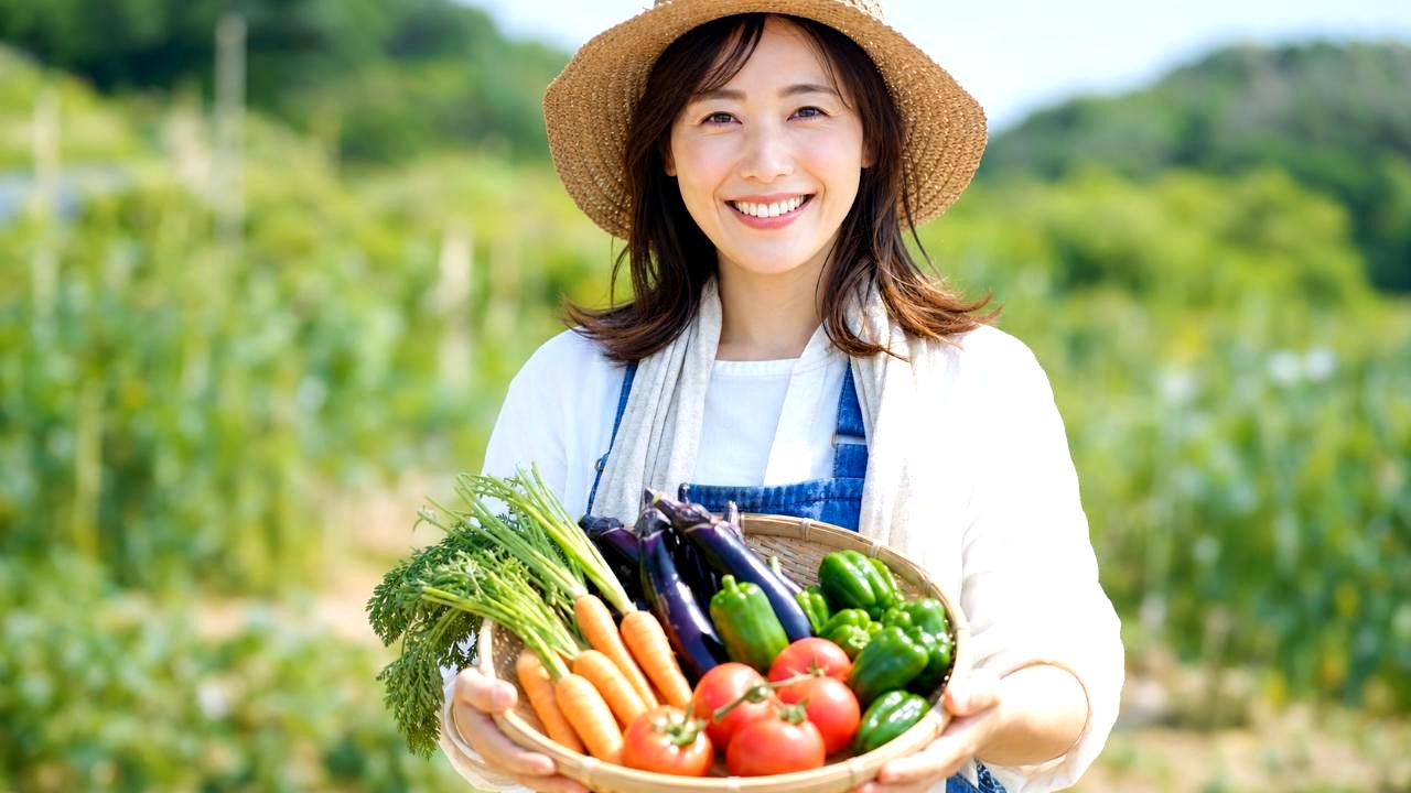 春の長崎で元気に育つ野菜畑と収穫のイメージ