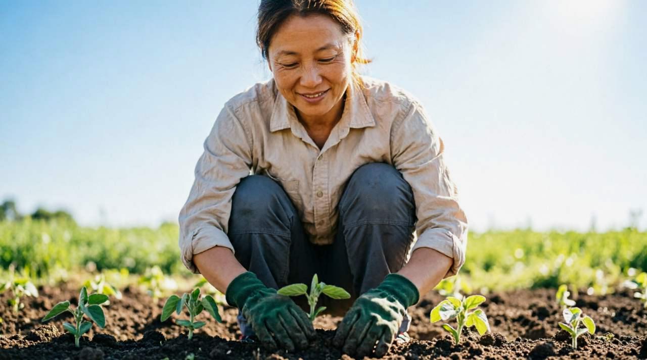 温度計が15℃から25℃を指しており、周囲に元気なチンゲンサイの葉が描かれている