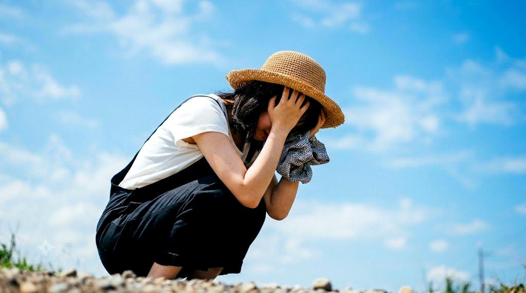 家庭菜園でモグラ対策グッズを設置している畑
