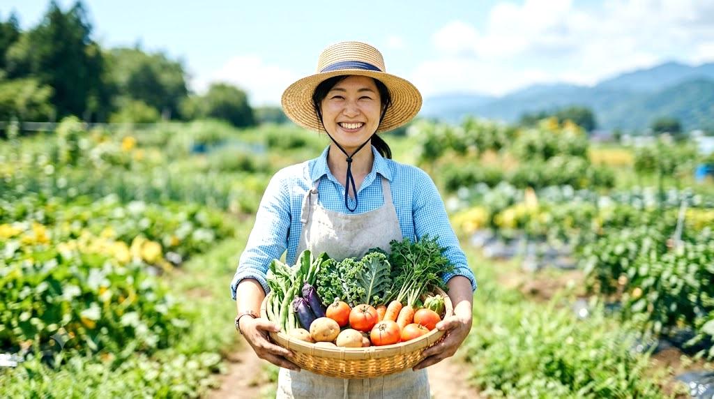 収穫した秋野菜とプランター家庭菜園のまとめ風景