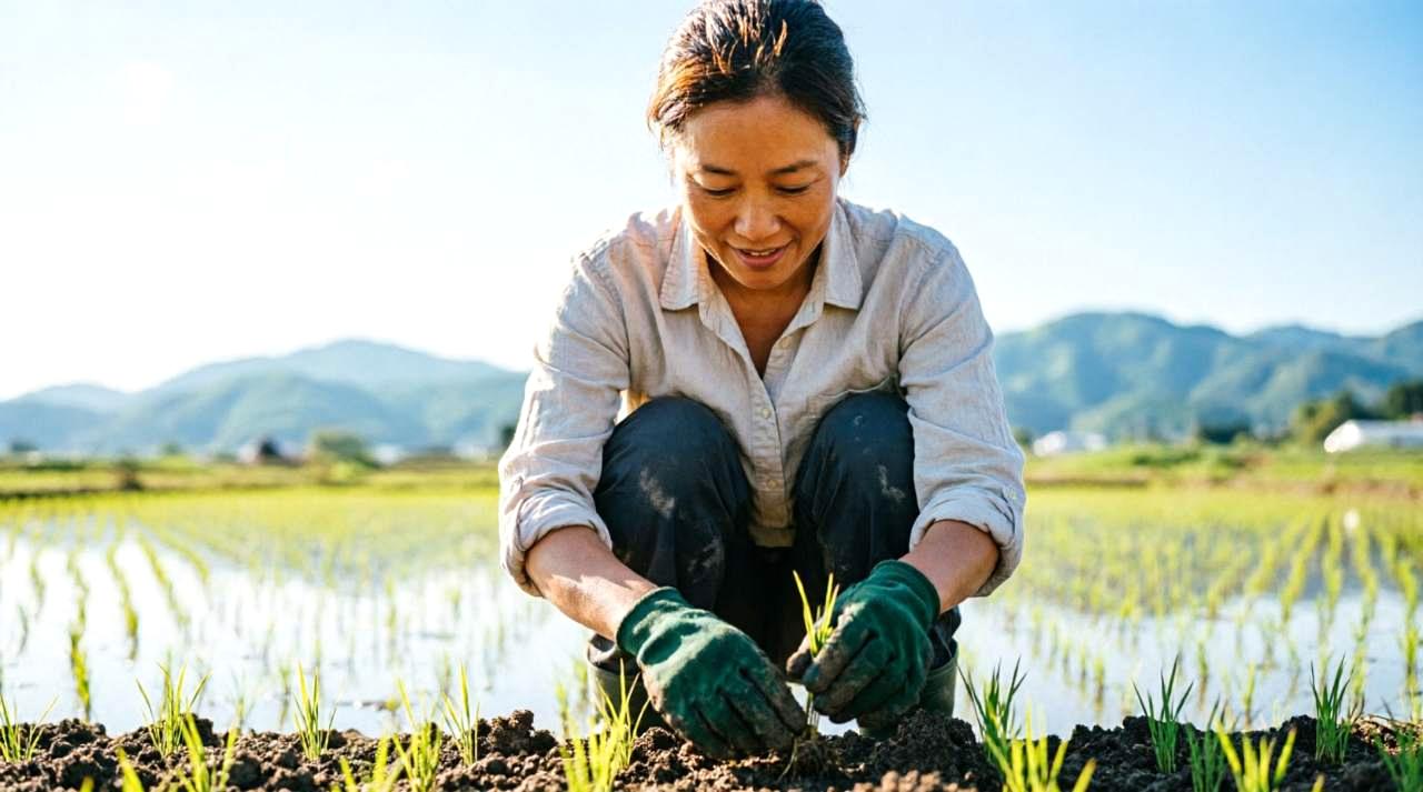 8月に植えるのに適した野菜の種と苗を選ぶ手の写真