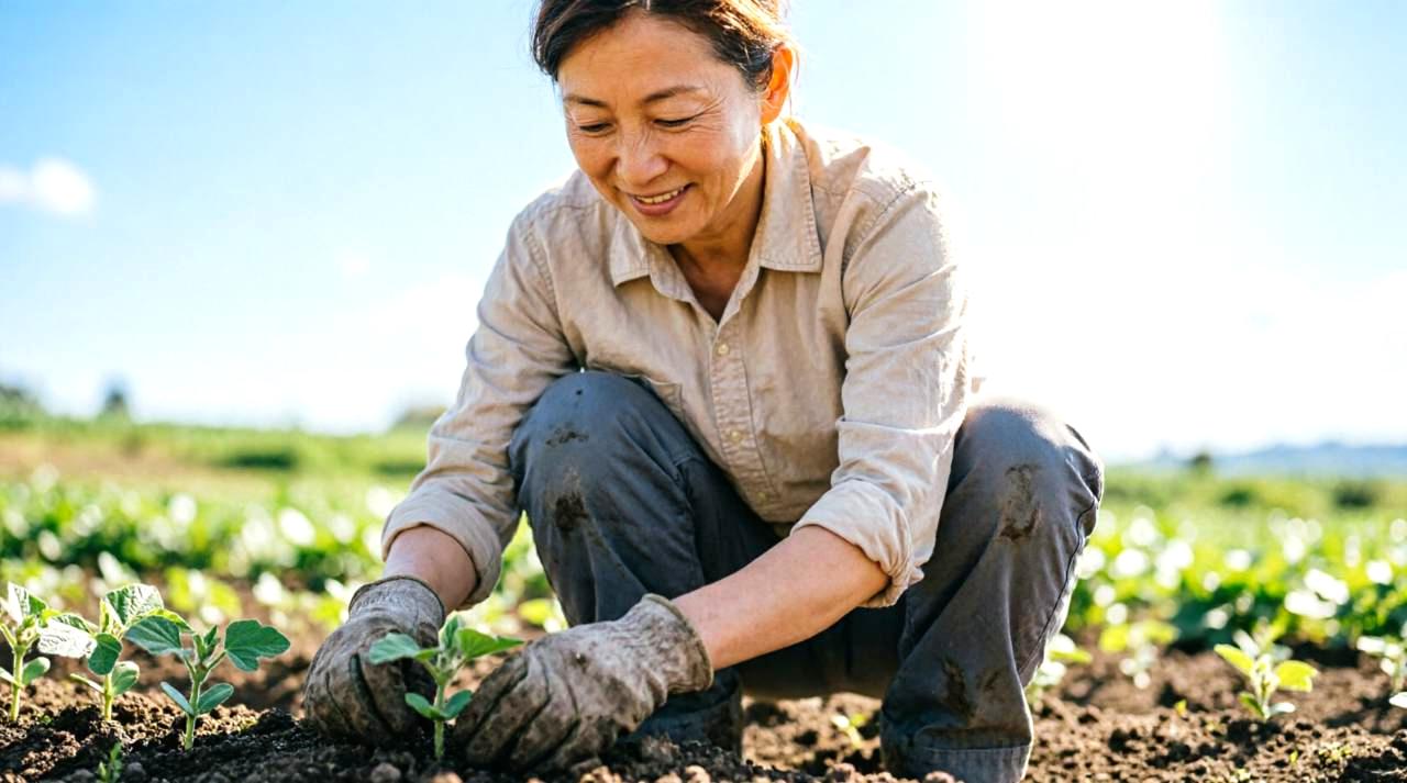 太い茎と濃い葉色を持つ元気なキュウリ苗の比較