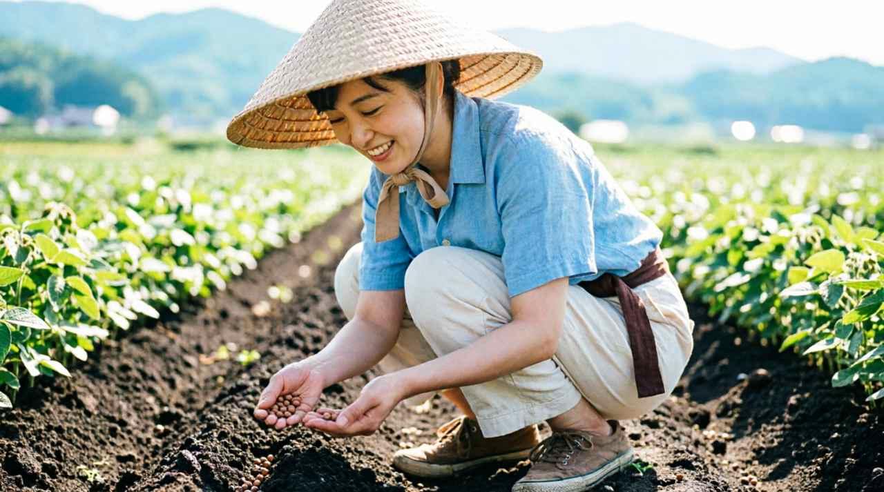 土壌改良を経てスイバのない健全な土壌で作物が育つ豊かな畑の様子
