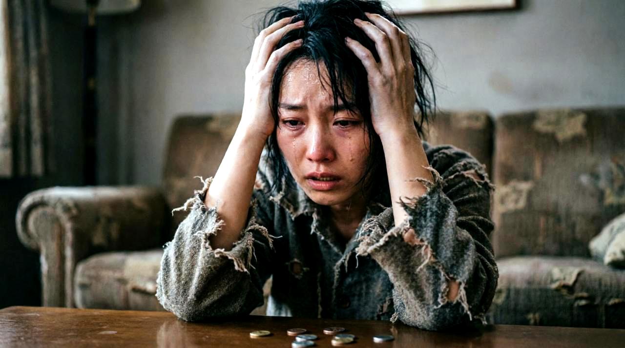 葉が黄色くなったり小さくなったりした春菊の生育不良株の写真。