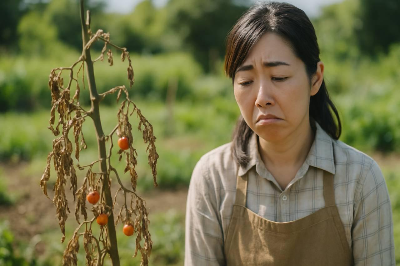 防虫ネットで保護されたミニトマトのプランター栽培の様子
