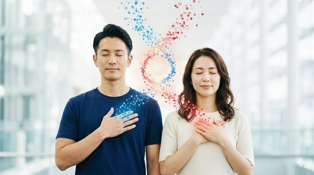 トウモロコシ畑に設置された青いフェロモントラップと、中に入ったアワノメイガの成虫