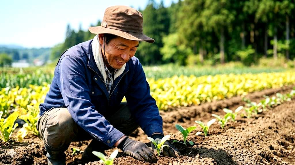 パプリカの苗先を確認しながら摘心する手元
