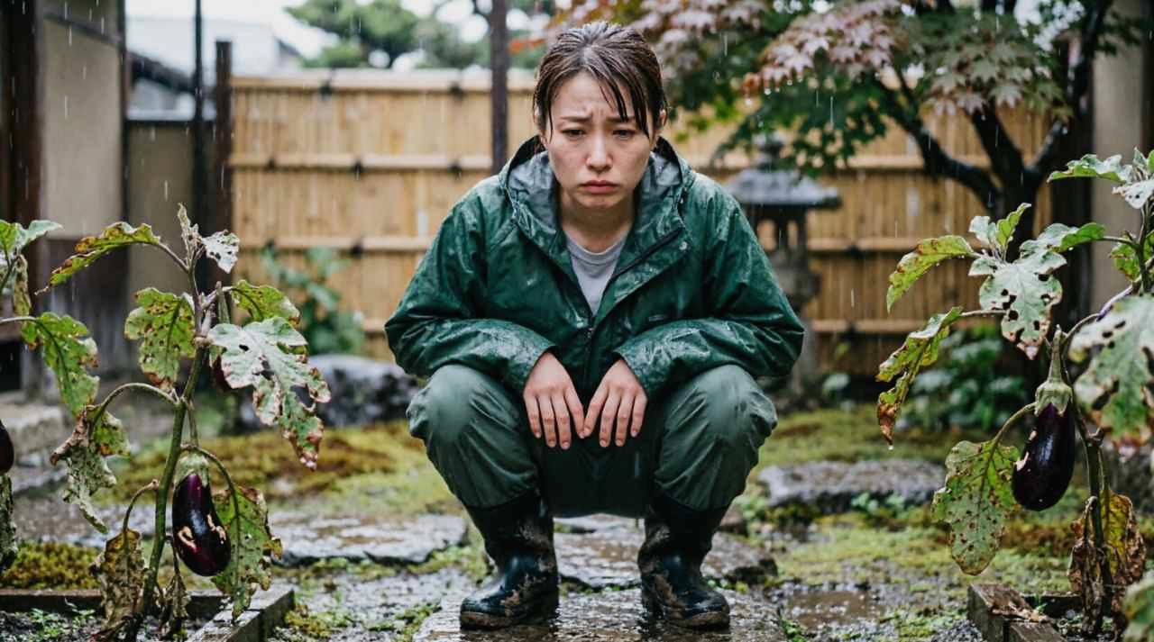 ダイコンの葉裏で見つけた小さな虫と斑点症状の接写