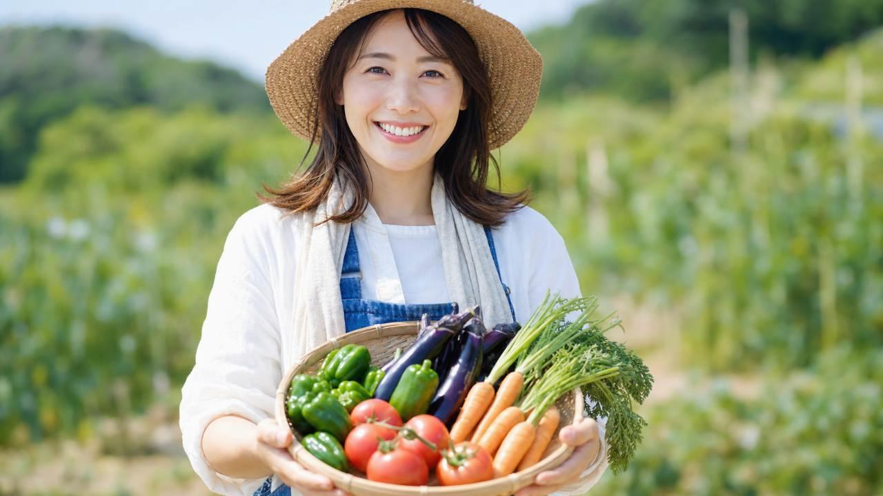 元気に育った西洋カボチャと収穫を迎えた畑