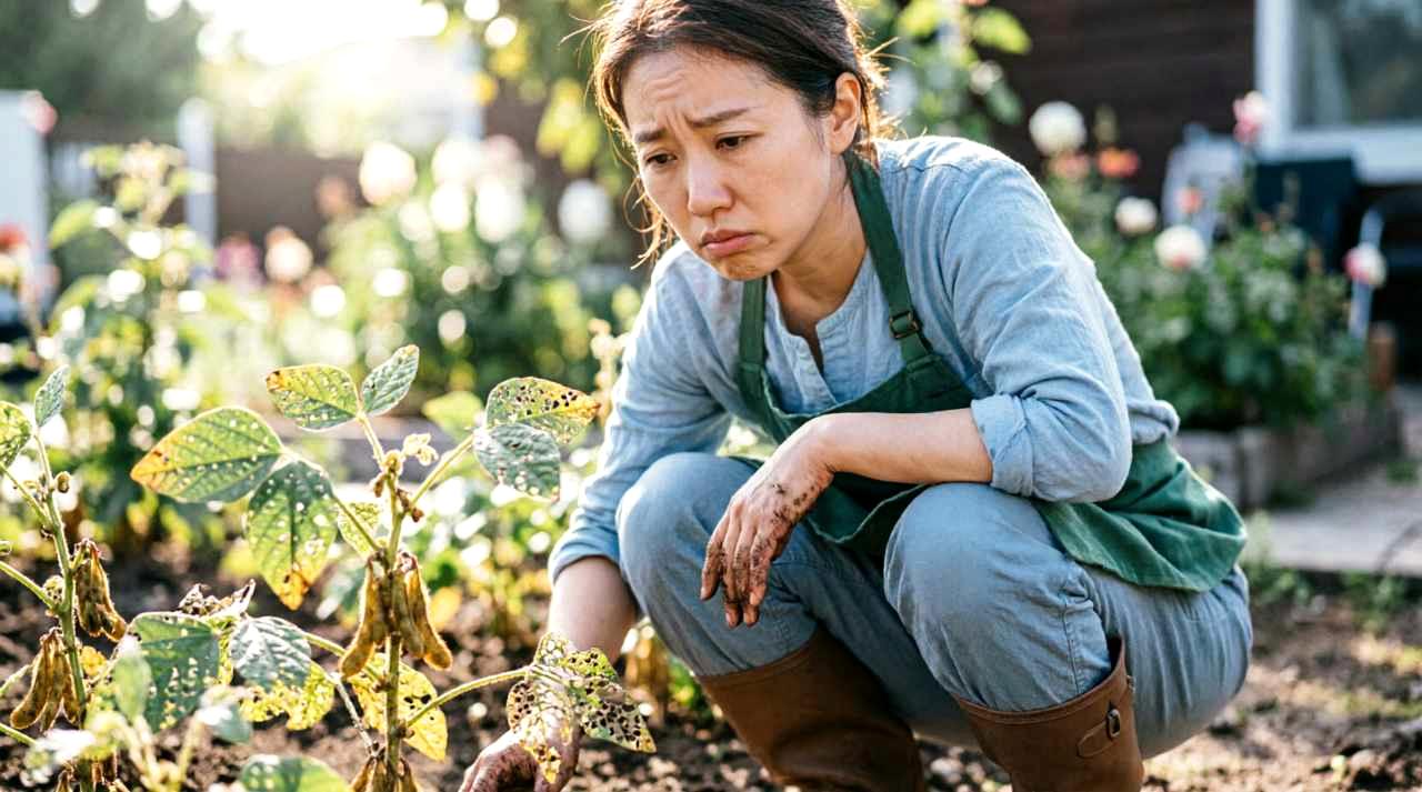 パプリカの茎を食害するネキリムシの幼虫が土の中に潜んでいる様子