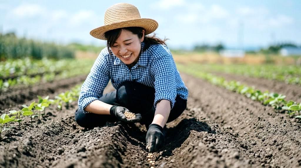 根が広がる良好な土壌で育つトウモロコシの根元