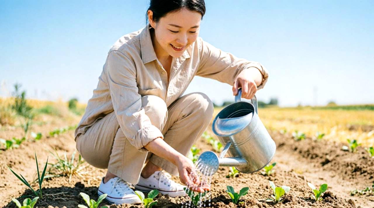 虫食いや生育不良を防いで育つチンゲンサイ
