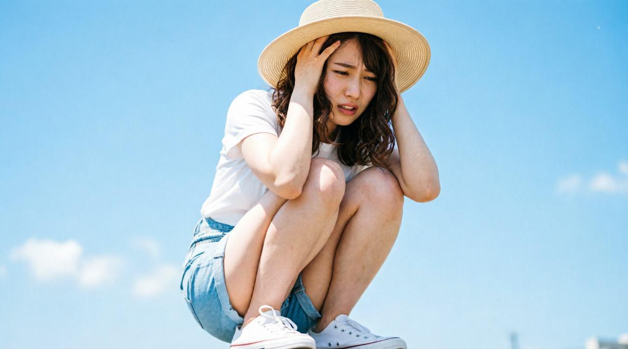 元気のないオクラの葉と小さな実がついた株の全体像