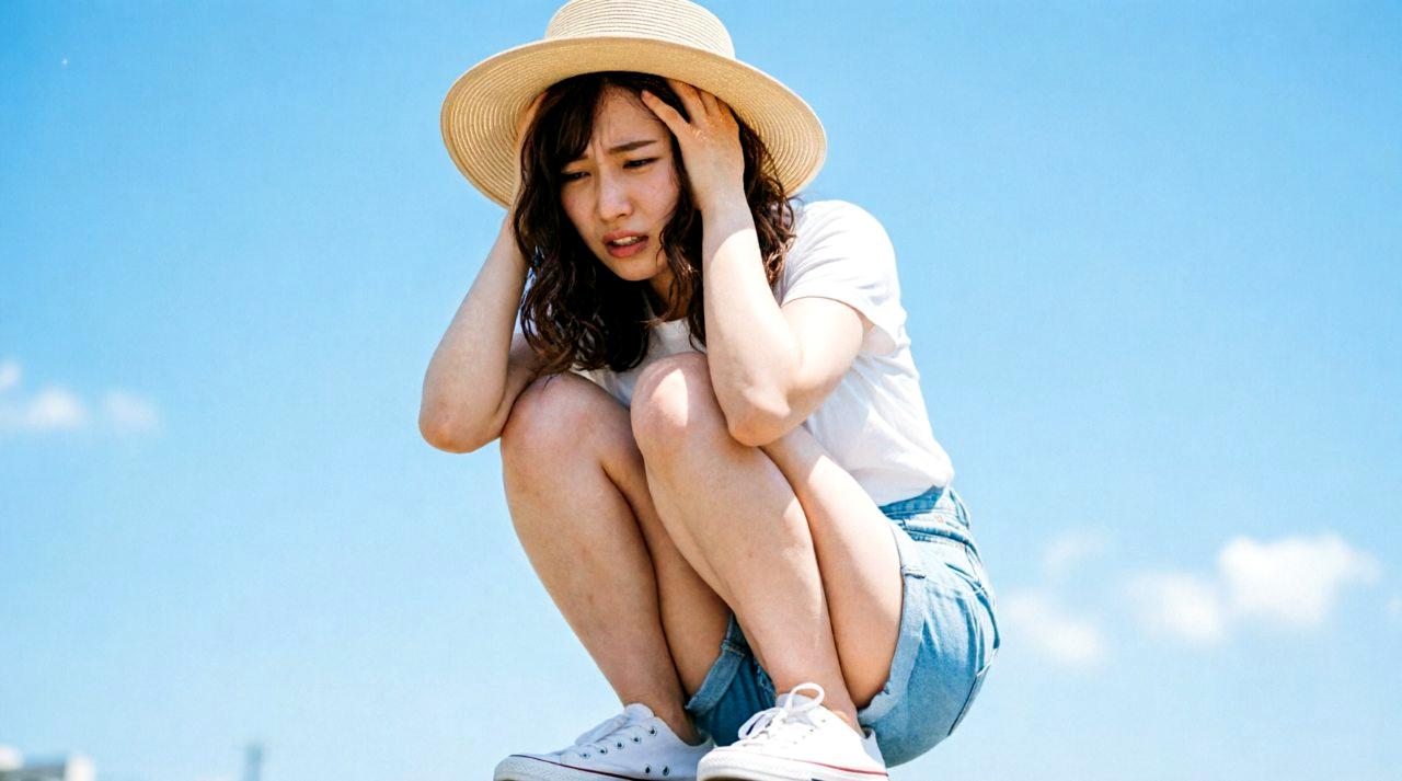 徒長した小松菜の苗と健康な苗を比較する家庭菜園