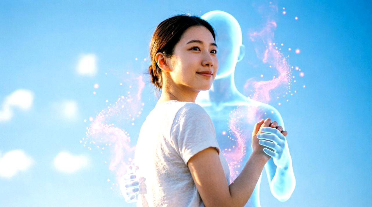 畑で生育が遅れたキャベツの苗と、隣で順調に育つ苗を比較している様子