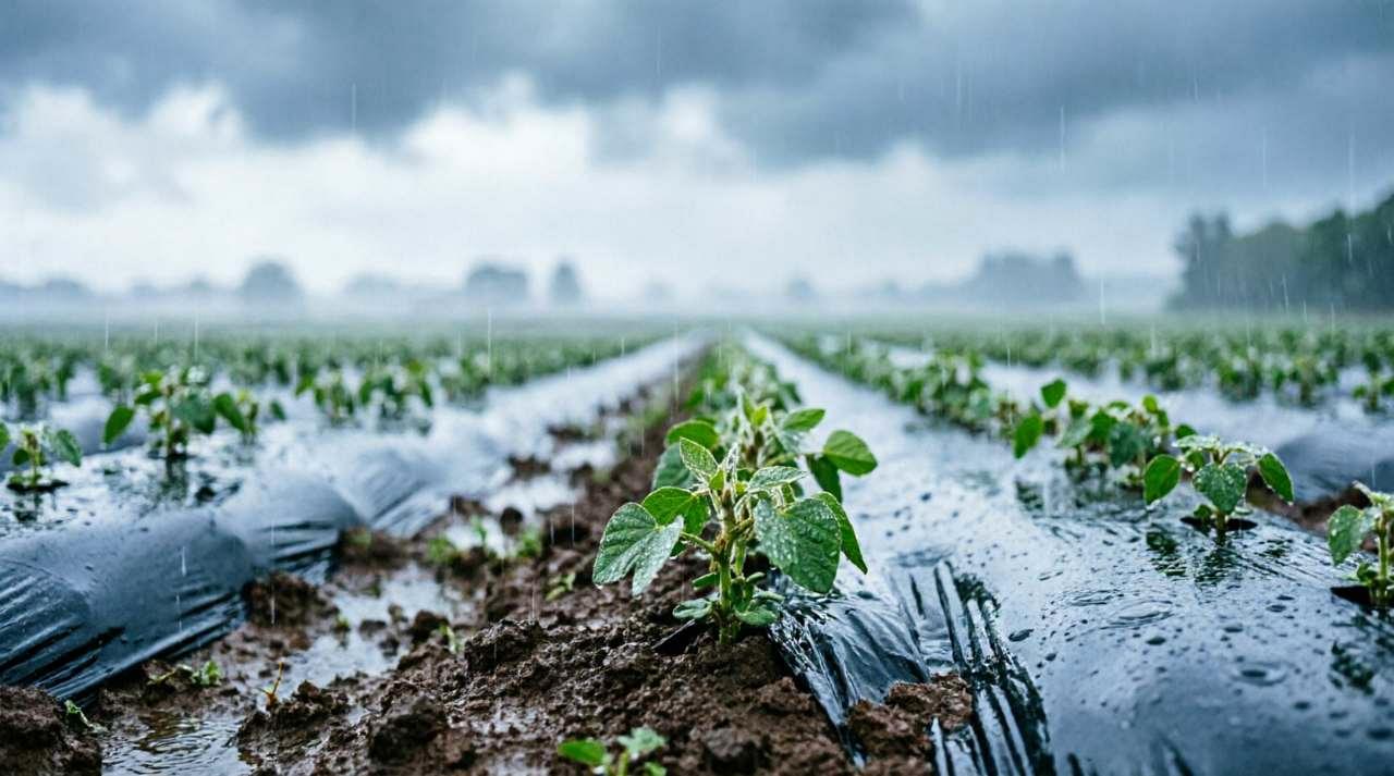 茨城の梅雨を乗り切る西洋カボチャの立体栽培風景