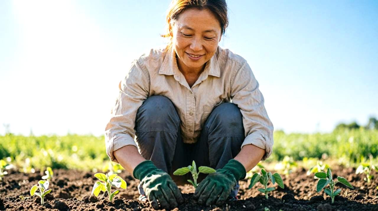 元気に発芽した水菜の双葉が並び、順調に育っている様子の全体図。