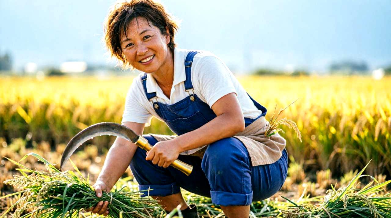黄化した下部の葉を摘み取る絹さやの手入れ作業