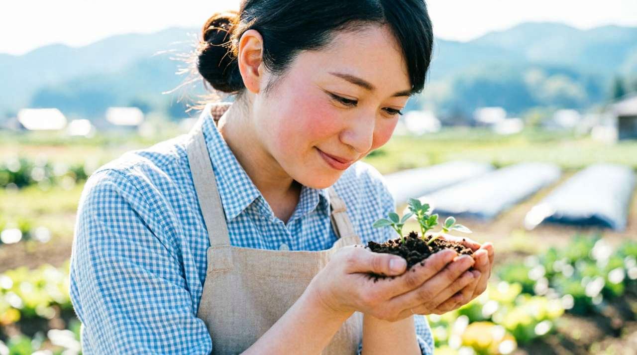 大阪の年間平均気温グラフと水菜の播種適期を記した手書きカレンダー
