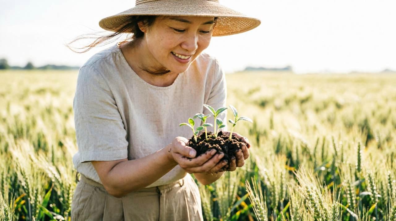 日当たりの良い場所で株間よく育った春菊の苗がそろう栽培の仕上がり