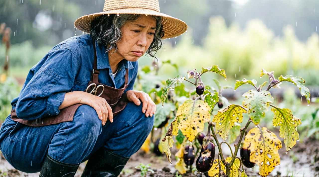 家庭菜園の野菜に発生する害虫の種類と特徴を確認する様子